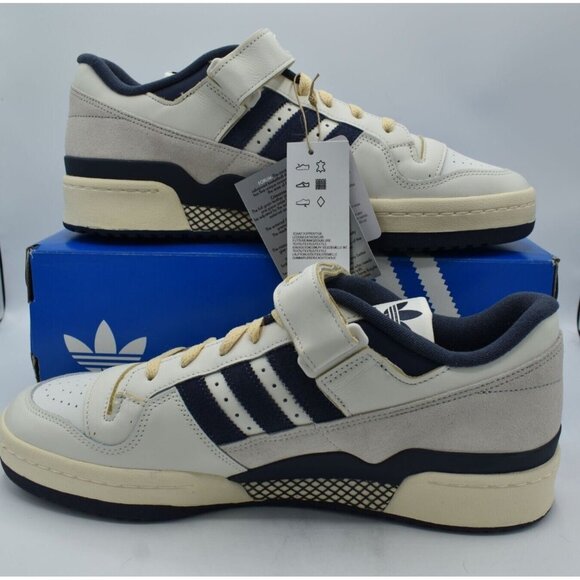 Adidas Mens Size 13 Forum 84‎ Low Off White Navy Blue Court Shoes Sneakers main image 4